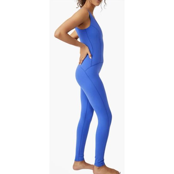 Free People Movement Never Better One-Piece Jumpsuit in Cobalt Blue, Size Large - Picture 2 of 9